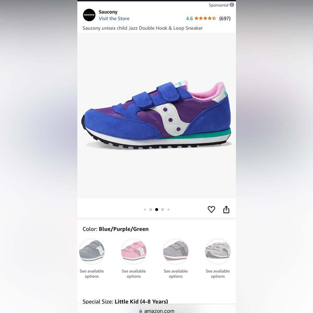 Saucony Velcro size 4 M sneakers